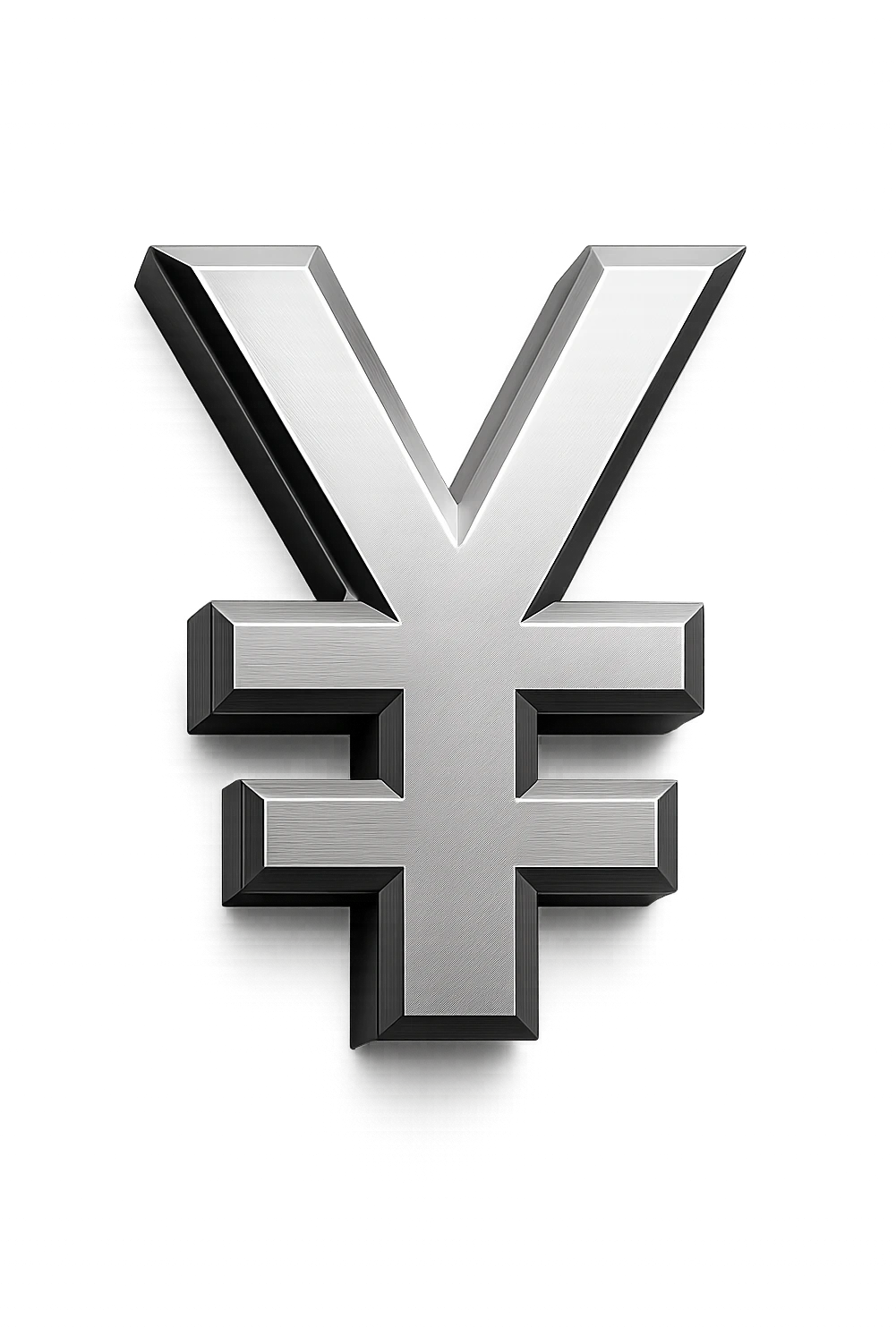 Remove the word 'YUAN' from the silver 3D yuan sign, keep the symbol and 3D silver style intact. emoji