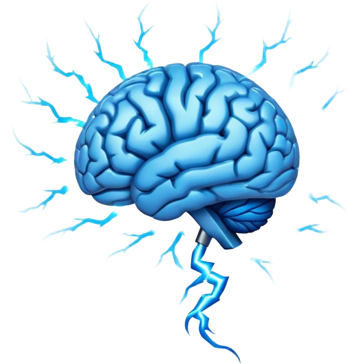 brain with lightning and swirling thoughts emoji