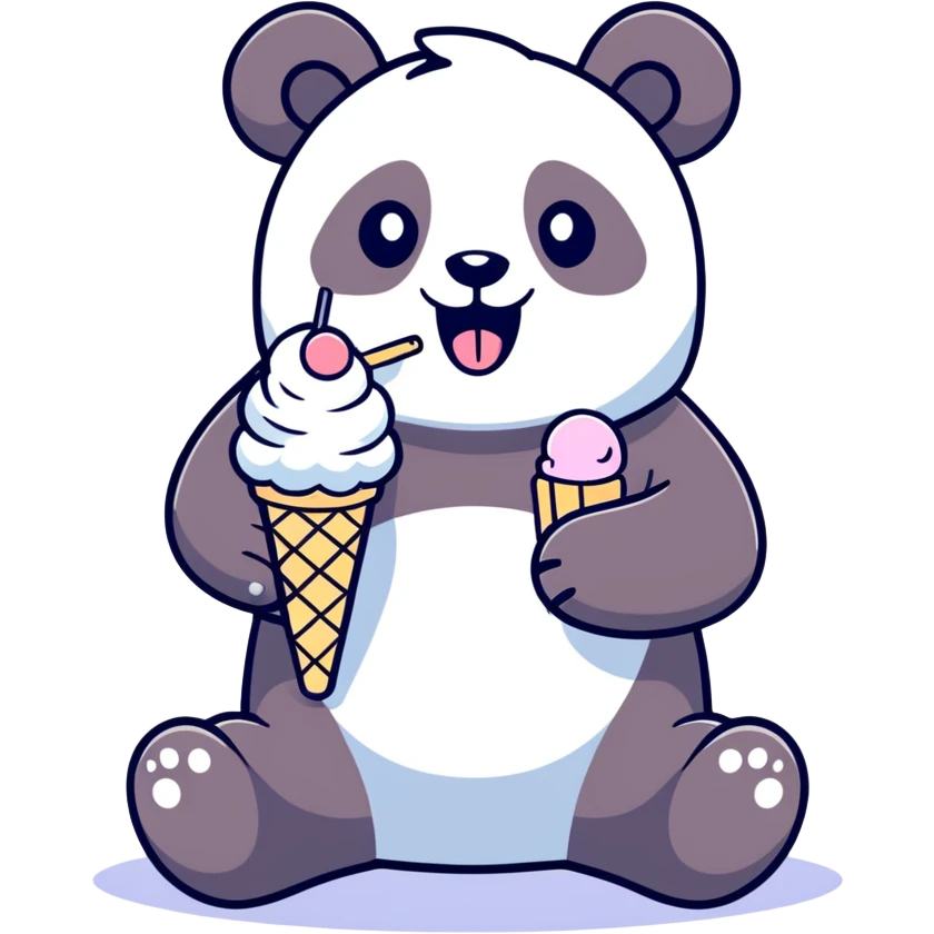 Panda eating ice cream emoji