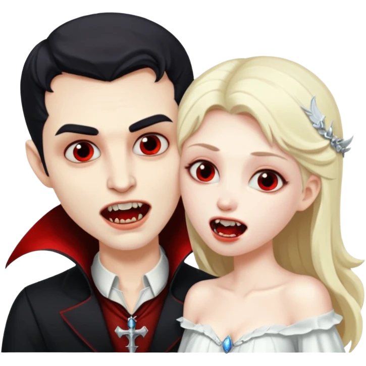 Vampire man biting angel woman on her neck emoji