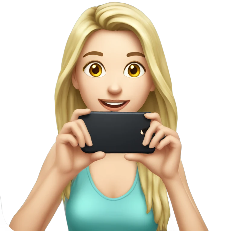 casual girl momento mirror with phone 16 emoji