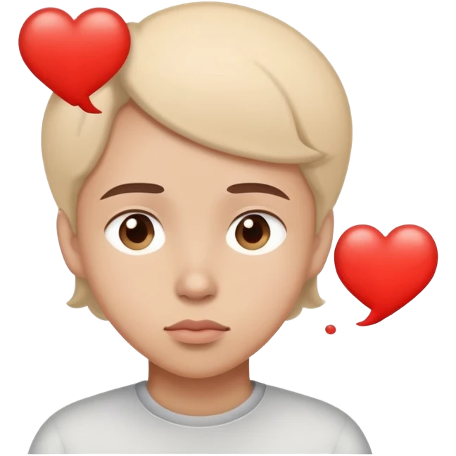 Thoughtful, with heart filled thought bubbles emoji