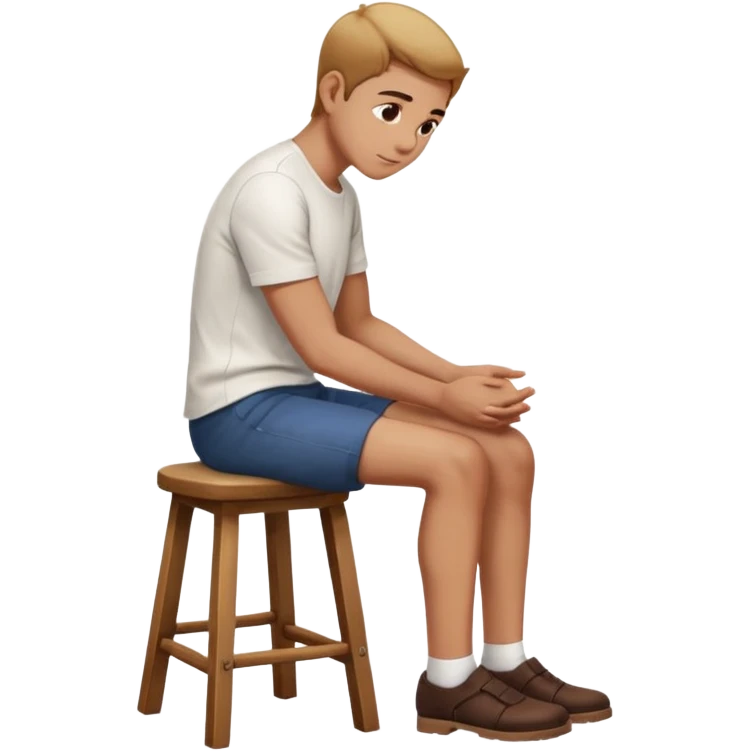 a person sitting on a stool with straight back turn in straight body putting their hands on both legs. emoji