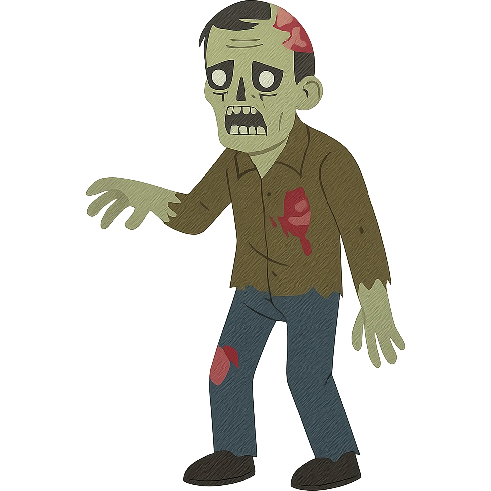 flat toon style zombie inspired by The Walking Dead emoji