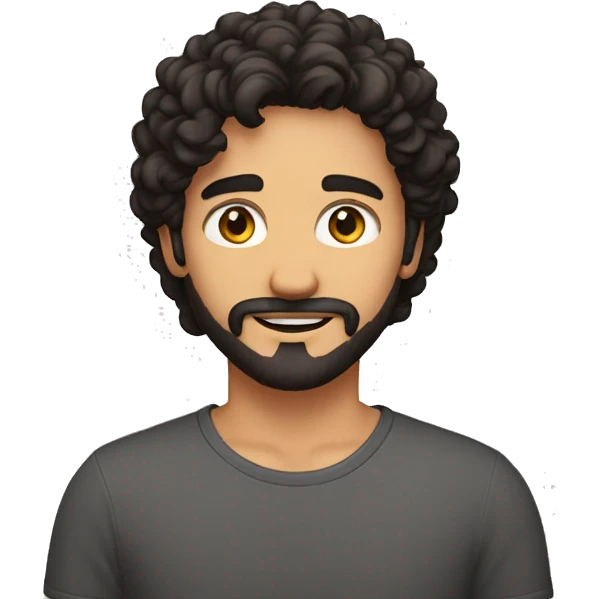 youn man, latin,washed out red shirt, semi curly short hair, 3 day beard, black hair, dark brown eyes emoji
