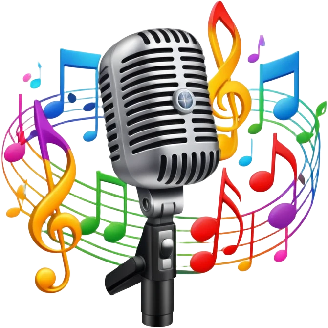 concert with microphone and music notes emoji