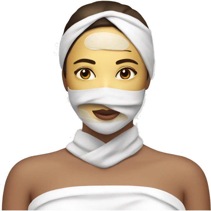 Lady with face mask spa beauty full face relaxing emoji