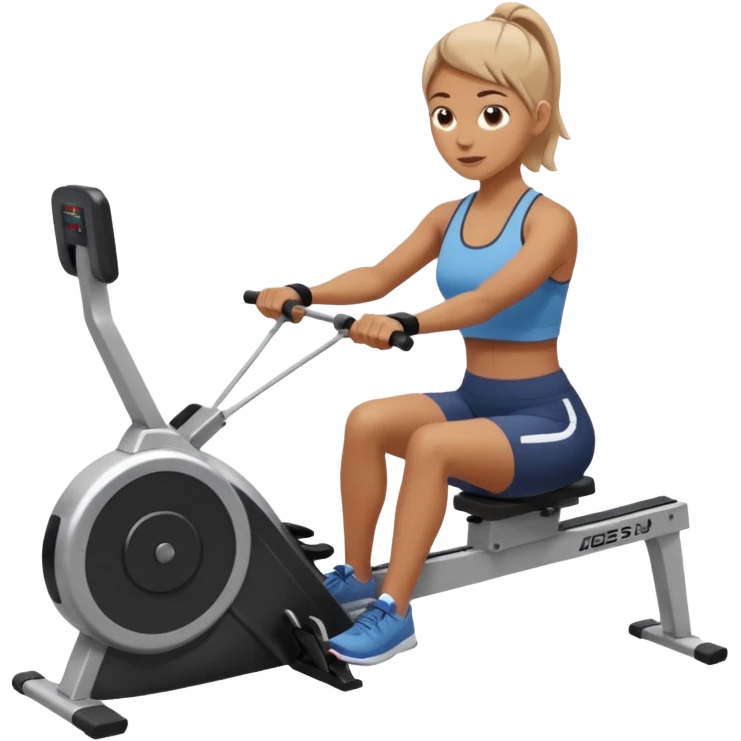 women  workout on erg machine rowing 
 emoji