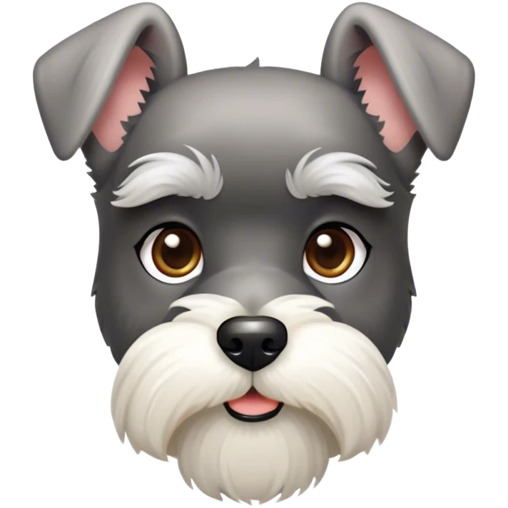 Cinematic Noble Miniature Schnauzer Portrait Emoji, Standing with a proud and stately demeanor, showcasing a sharply defined, salt-and-pepper fur with distinguished eyebrows and a confident, alert expression, simplified yet exquisitely detailed, glowing with a refined, dignified radiance, high shine, exuding intelligence and classic noble charm, soft glowing outline, capturing the essence of a noble Miniature Schnauzer that commands attention with effortless style! emoji