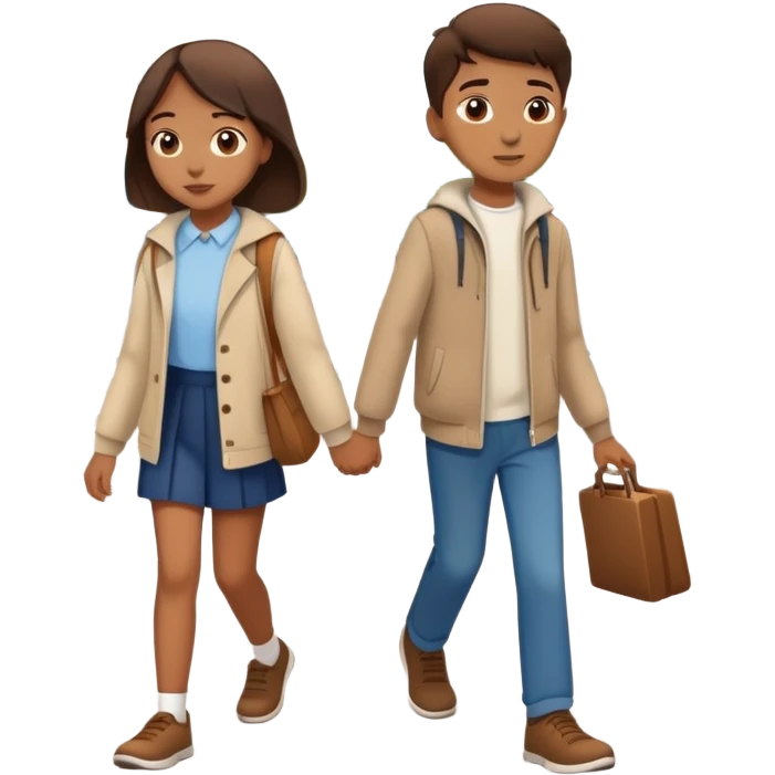 Sister and brother walking in a busy city emoji