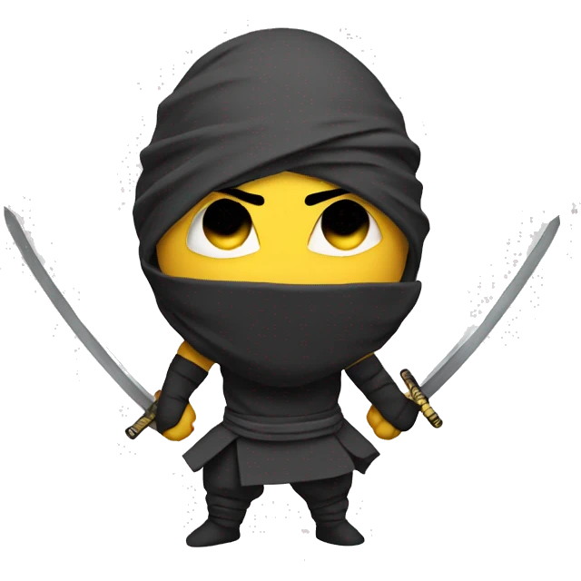 shredded white ninja with swords behind his head emoji