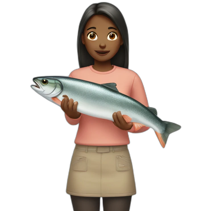 girl holding salmon emoji