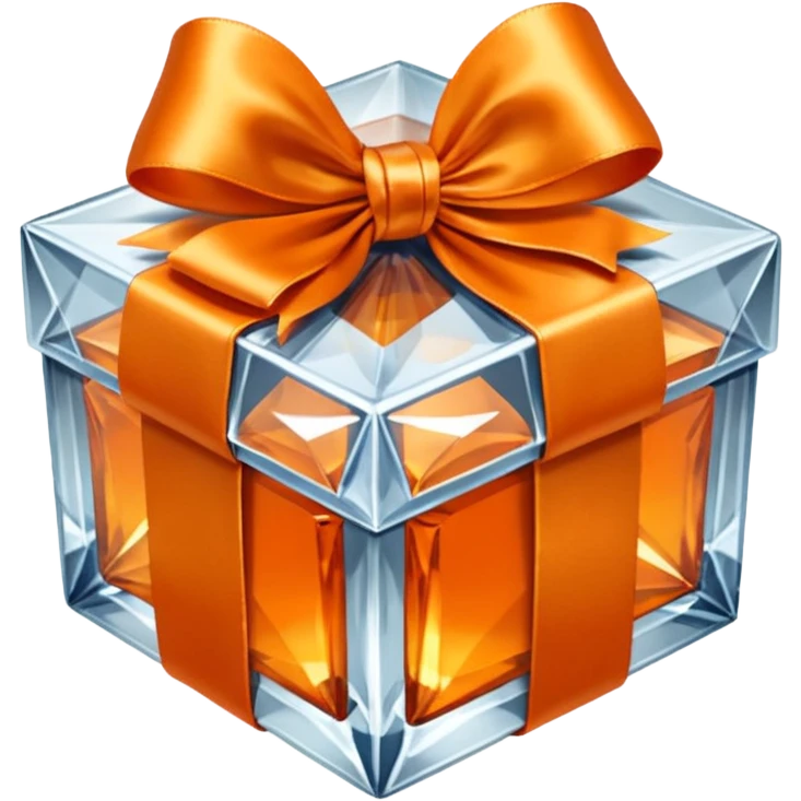 crystal gift box with orange ribbon emoji