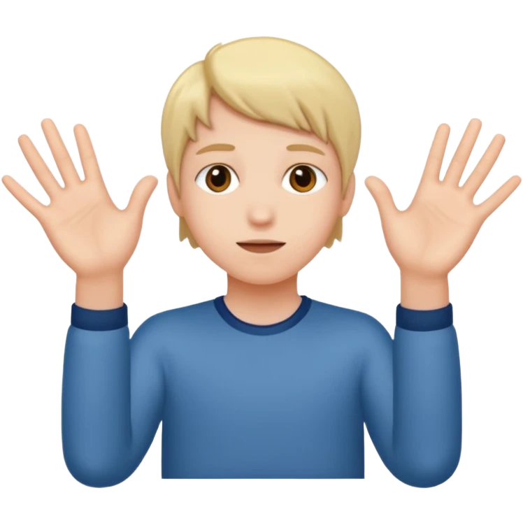 Younger sticking out both hands are sideways emoji