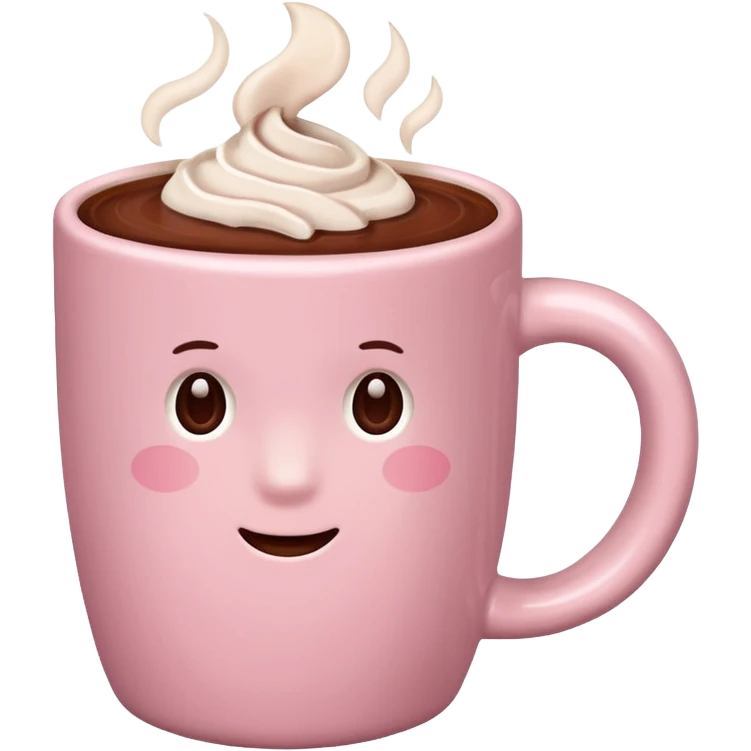 Light pink cup with hot chocolate in it emoji