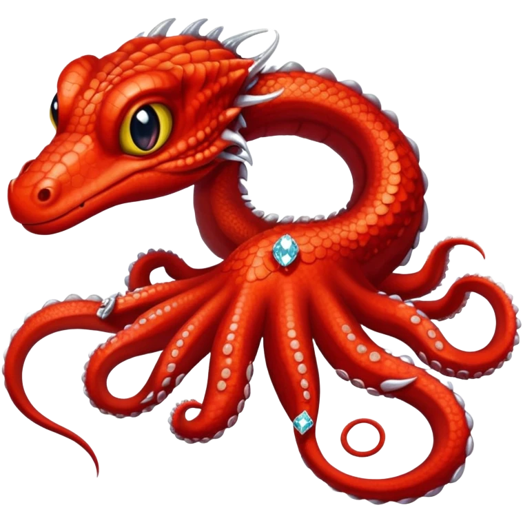 a red lizard with diamond eyes and tentacles emoji