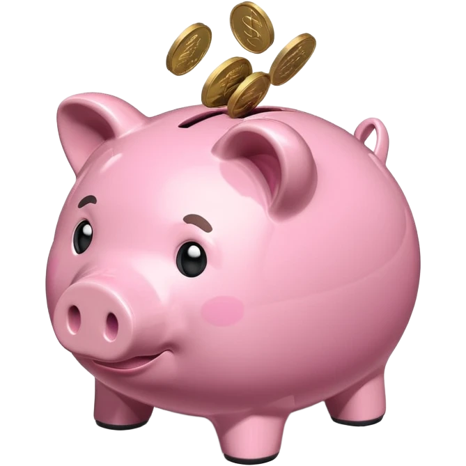 Isometric piggy bank with cash emoji