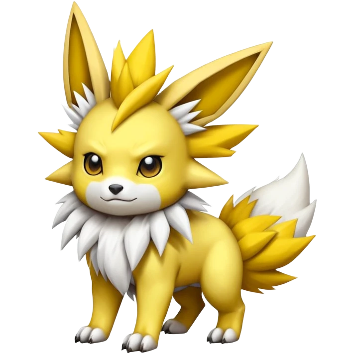 Cute Shiny Jolteon-Greymon-Renamon-Fakémon-hybrid-creature (full body)  emoji