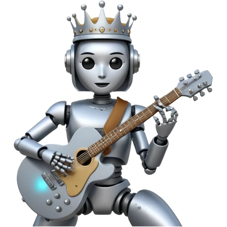 queen robot is playing on guitar emoji