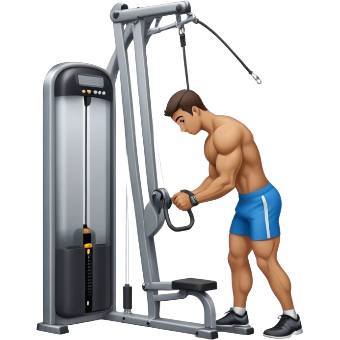 side-view man standing cable-machine tricep-pushdown emoji