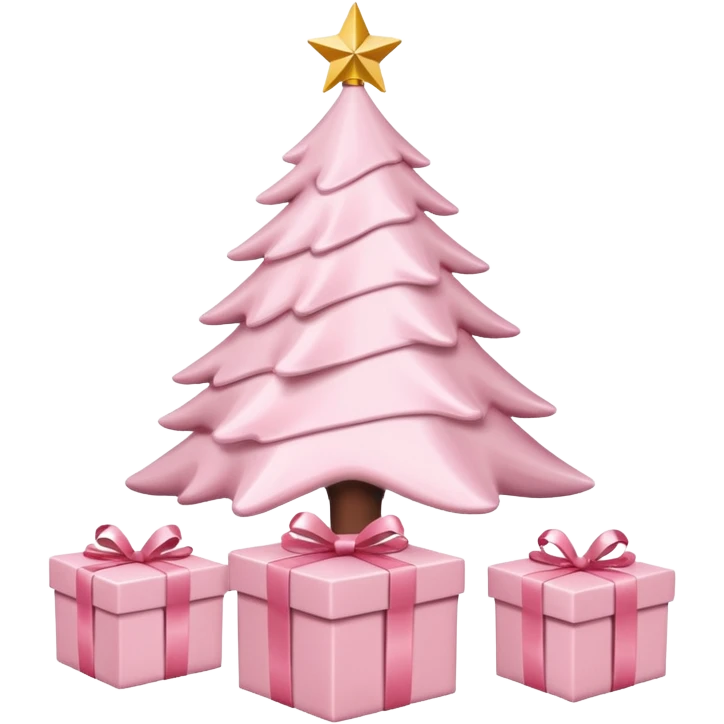 Light pink Christmas gifts under a white Christmas tree emoji