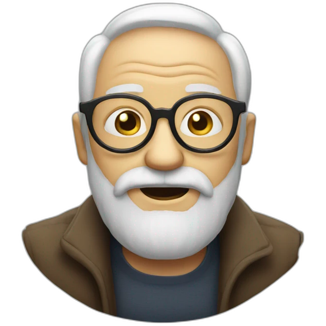 old man with glasses and a beard, hungry emoji