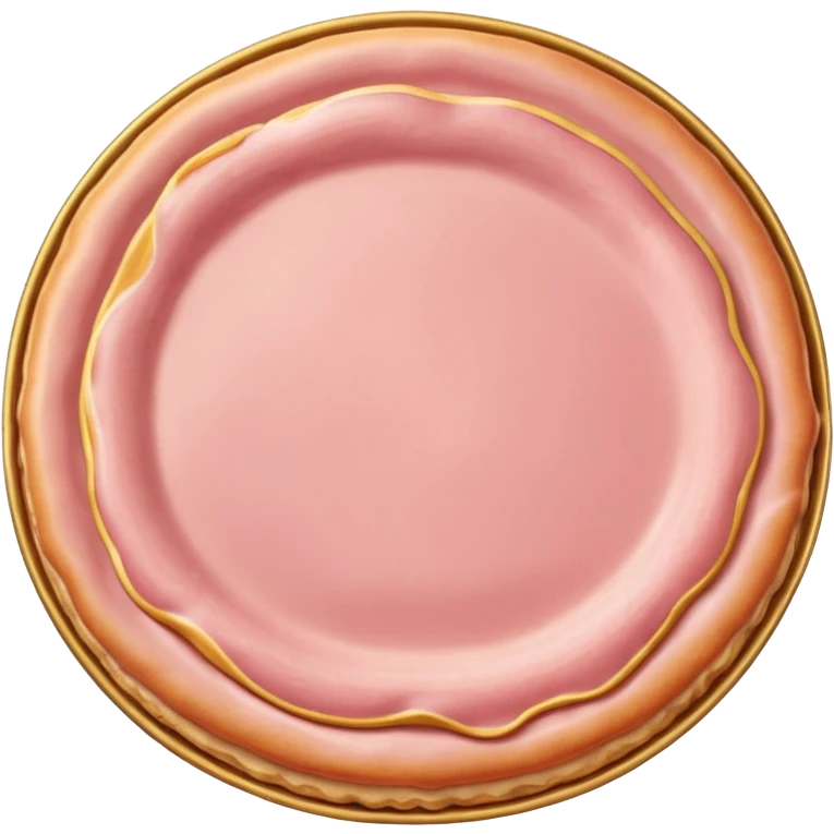 round slice of Canadian bacon, light pink, golden rim emoji