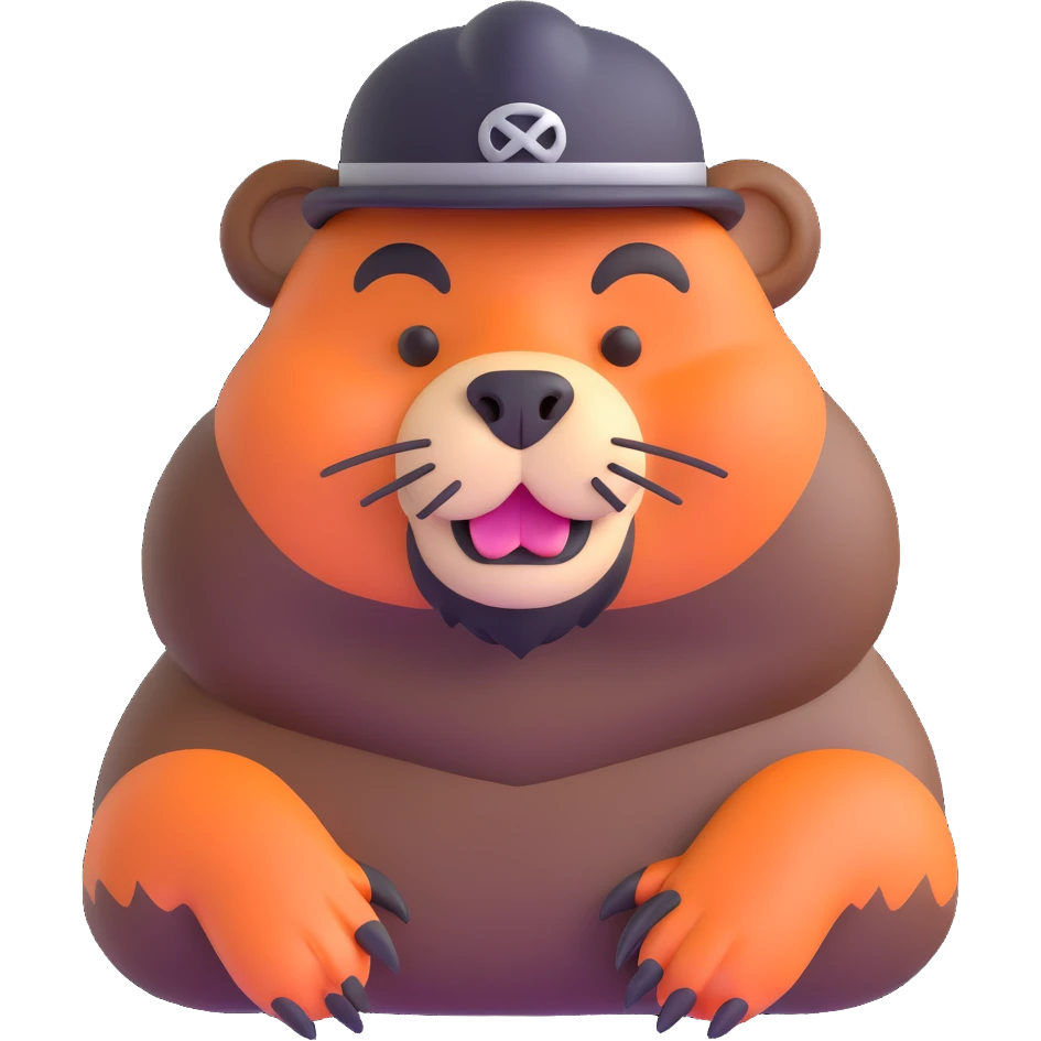 brutal beaver with a black beard emoji