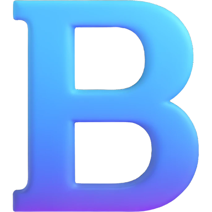 letter B with a soft gradient and subtle shadow emoji