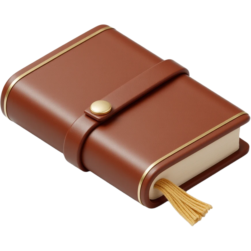 a leather-bound notebook, skeuomorphism style emoji