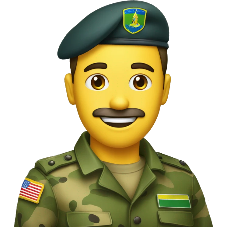 crie um emoji de um militar do exercito brasileiro com o camuflado típico emoji