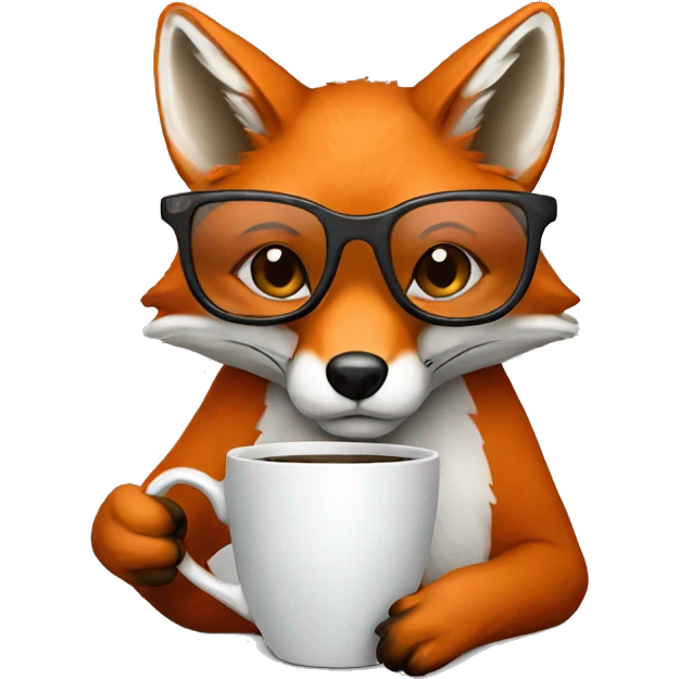 fox with gray glasses drinking coffee  emoji