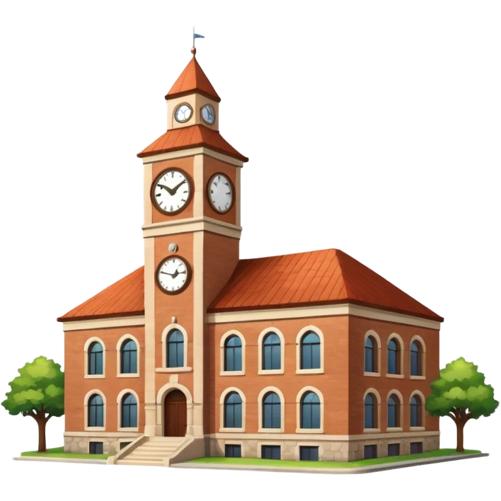 Campus building with clock tower emoji