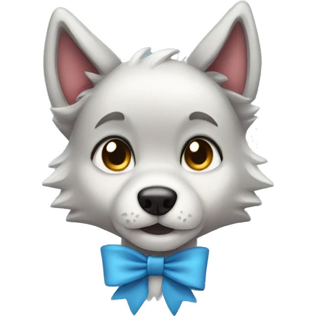 cute wolf wearing bow emoji