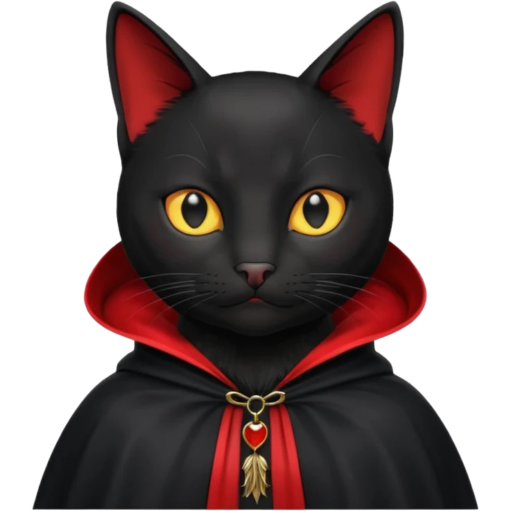 Black cat in red collar cloak emoji
