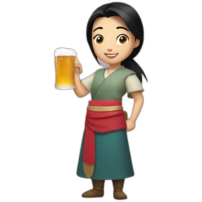 mulan with beer emoji