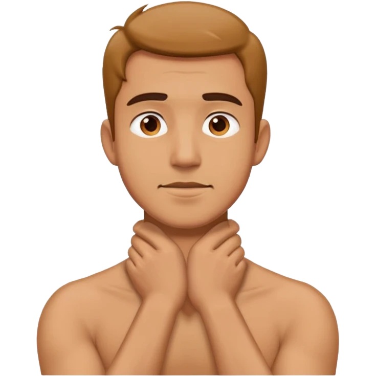 Guy having his hands on his neck emoji