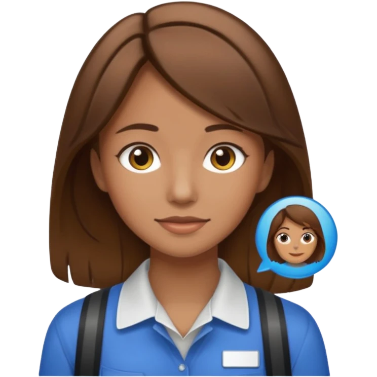 Give Linnea brown hair and a nametag that says Linnea emoji