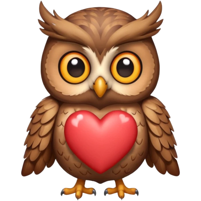 Owl holding hearts emoji