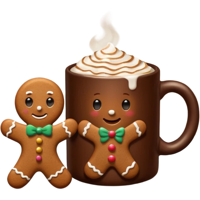 Book & cocoa with gingerbread emoji