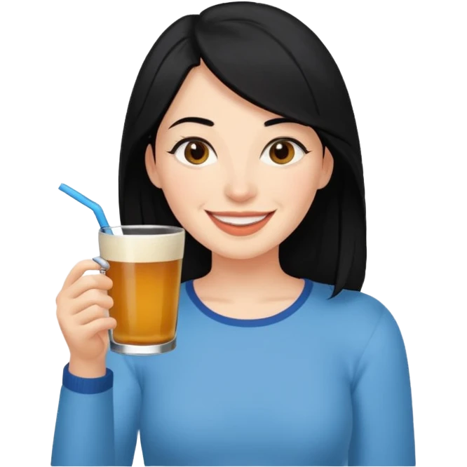 mujer de pelo negro tomando MATE argentino emoji