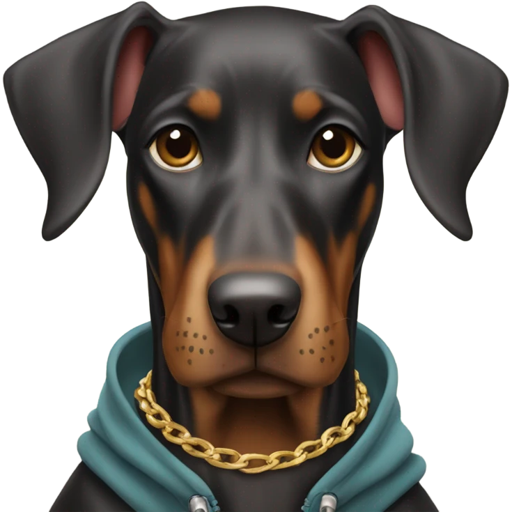 Doberman dog with hoodie and necklace  emoji