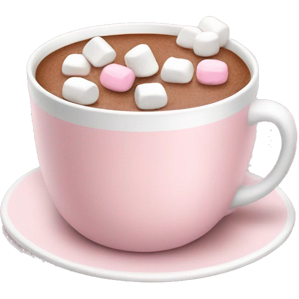 Light Pink mug of hot chocolate with marshmallows  emoji