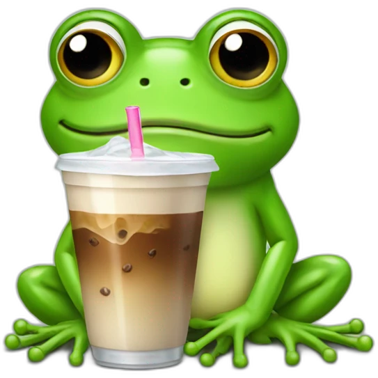 frog drinking iced coffee emoji