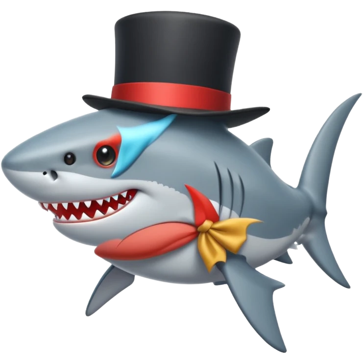 Shark with a top hat emoji