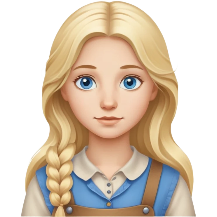 Homesteader girl long blonde hair and blue eyes  emoji