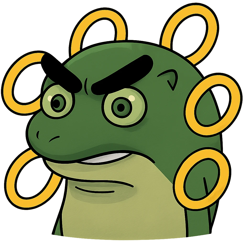 Add gold rings around Sanic the Hedgehog in meme style, keeping the original meme look, with no background. emoji