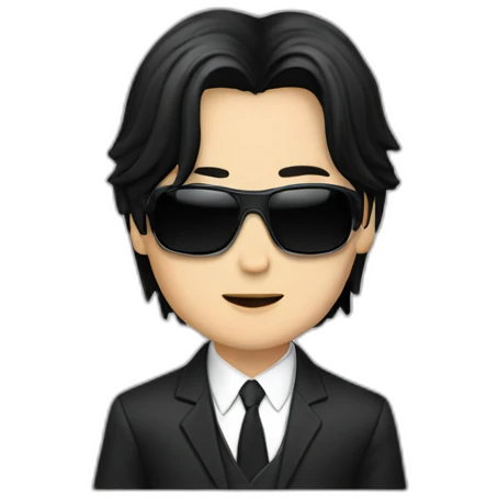 young keanu reeves as neo matrix emoji