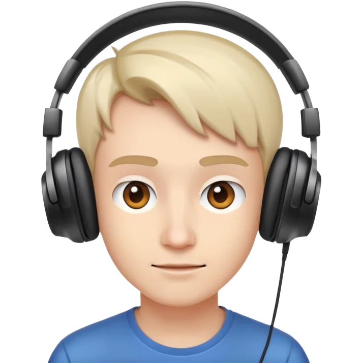 person watching YouTube videos, content creator with headphones emoji