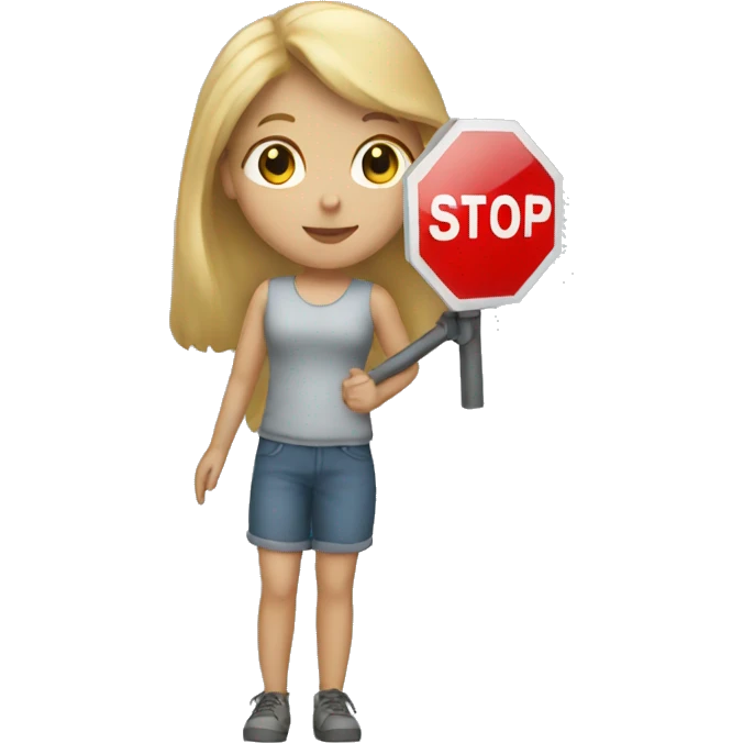 blond Girl holding a stop sign in her hand emoji